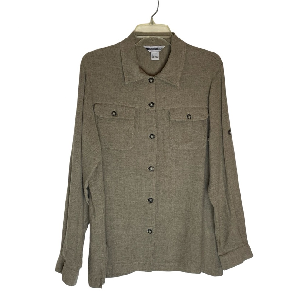 90s Stonebridge Linen Esque Long-Sleeve Button Down Size M